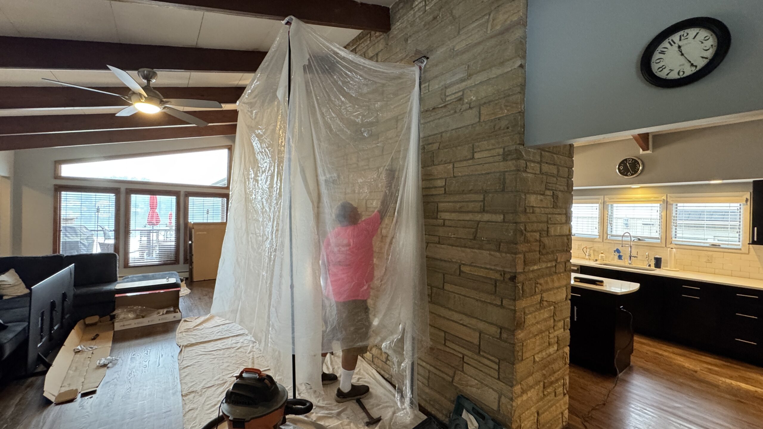 television mounting on stone